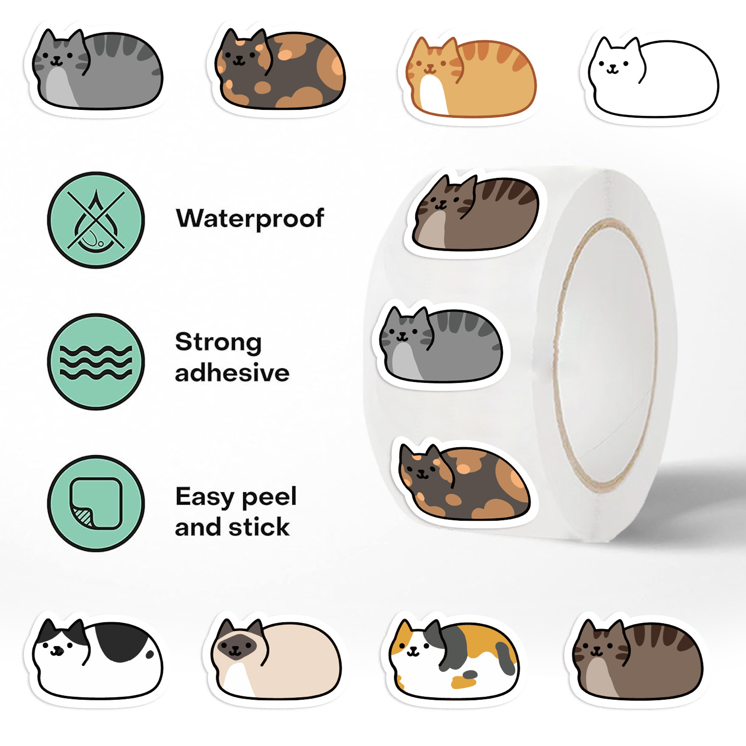 Kids Toys Names - 500PCS Adesivos de Gato em Estilo