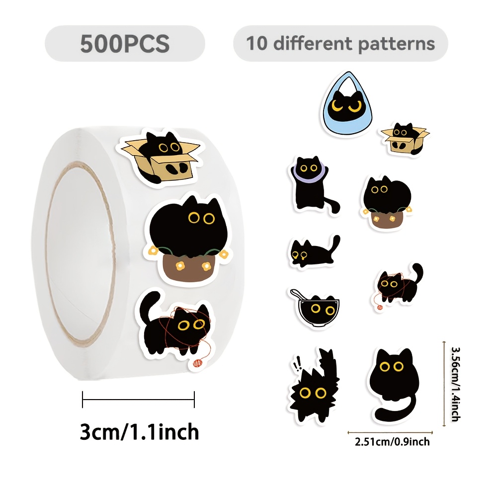 Kids Toys Names - 500 Adesivos de Gato em Rolo