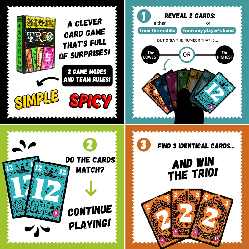 TRIO Strategic Card Board Game - Kids Toys Entertainer avaliação e preço